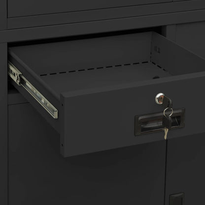 Armadio per Ufficio Antracite 90x40x180 cm in Acciaio e Vetro | homemem39
