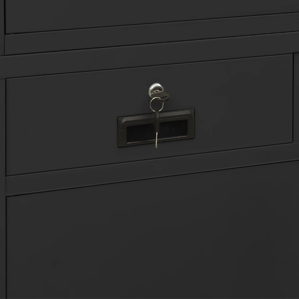 Armadio per Ufficio Antracite 90x40x180 cm in Acciaio e Vetro | homemem39