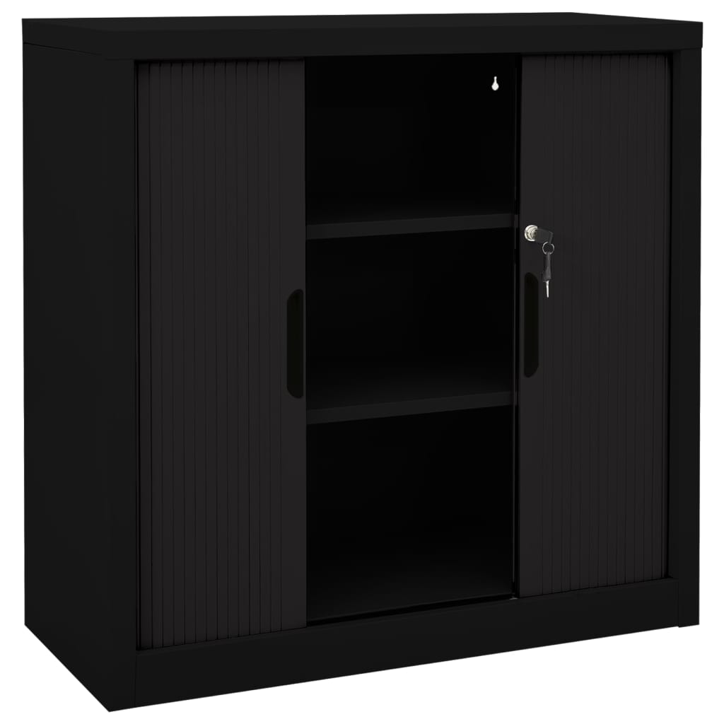 Armadio con Ante Scorrevoli Nero 90x40x90cm in Acciaio | homemem39