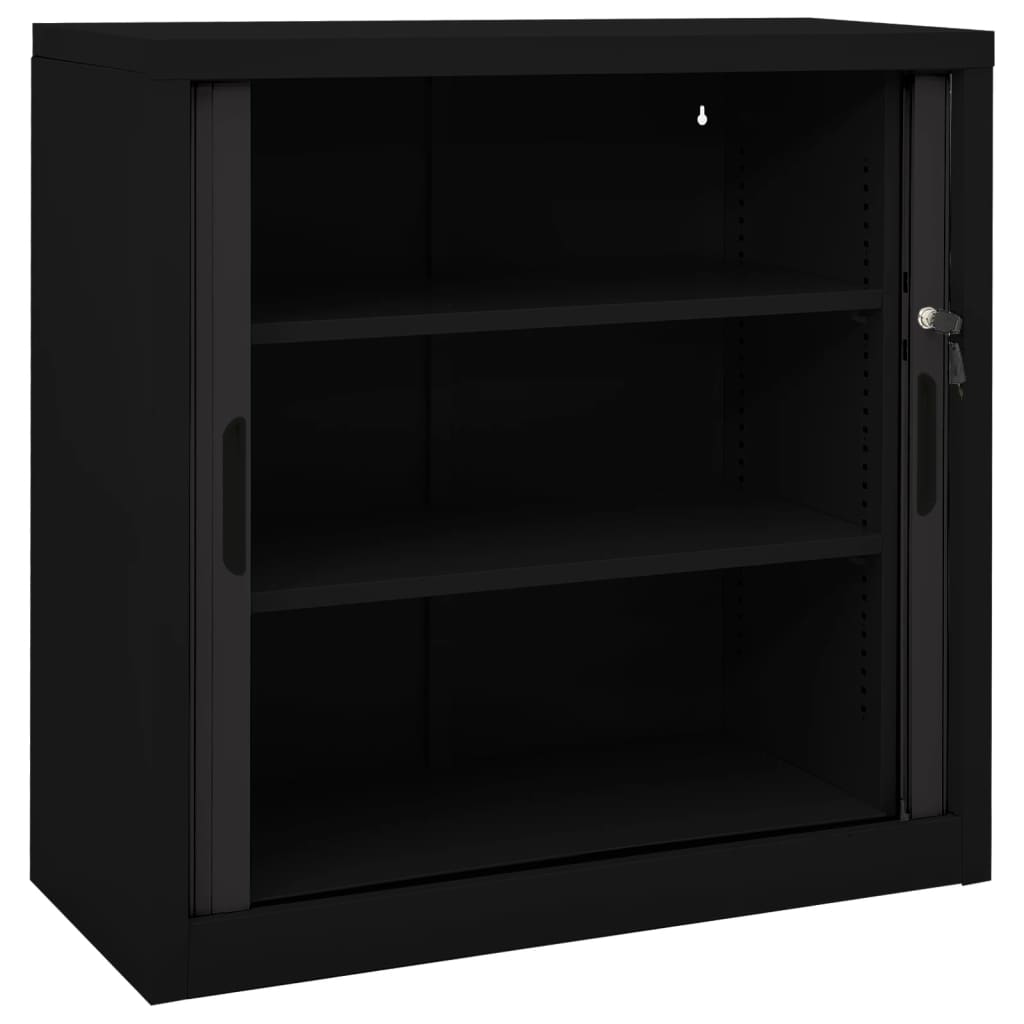 Armadio con Ante Scorrevoli Nero 90x40x90cm in Acciaio | homemem39