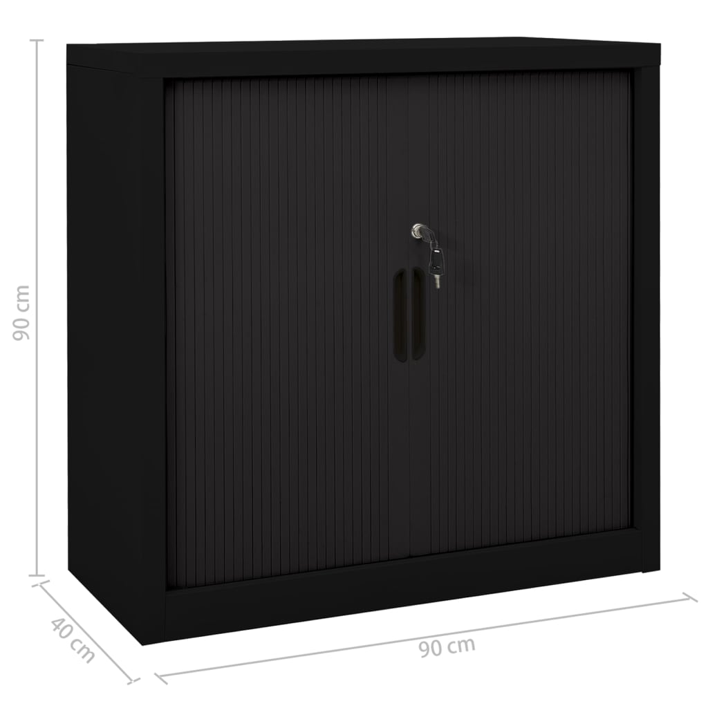 Armadio con Ante Scorrevoli Nero 90x40x90cm in Acciaio | homemem39