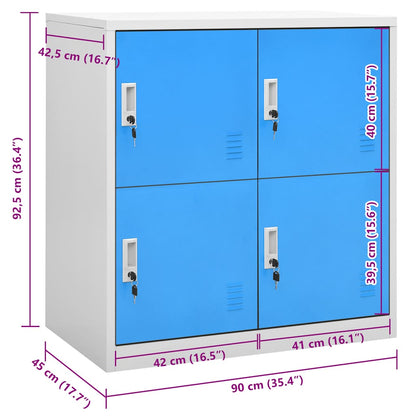 Armadietto con Chiave Grigio Chiaro e Blu 90x45x92,5 cm Acciaio | homemem39