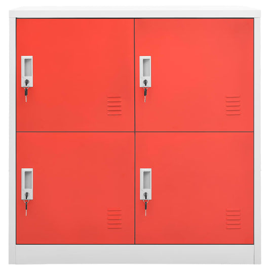 Armadietto a Chiave Grigio Chiaro e Rosso 90x45x92,5 cm Acciaio - homemem39