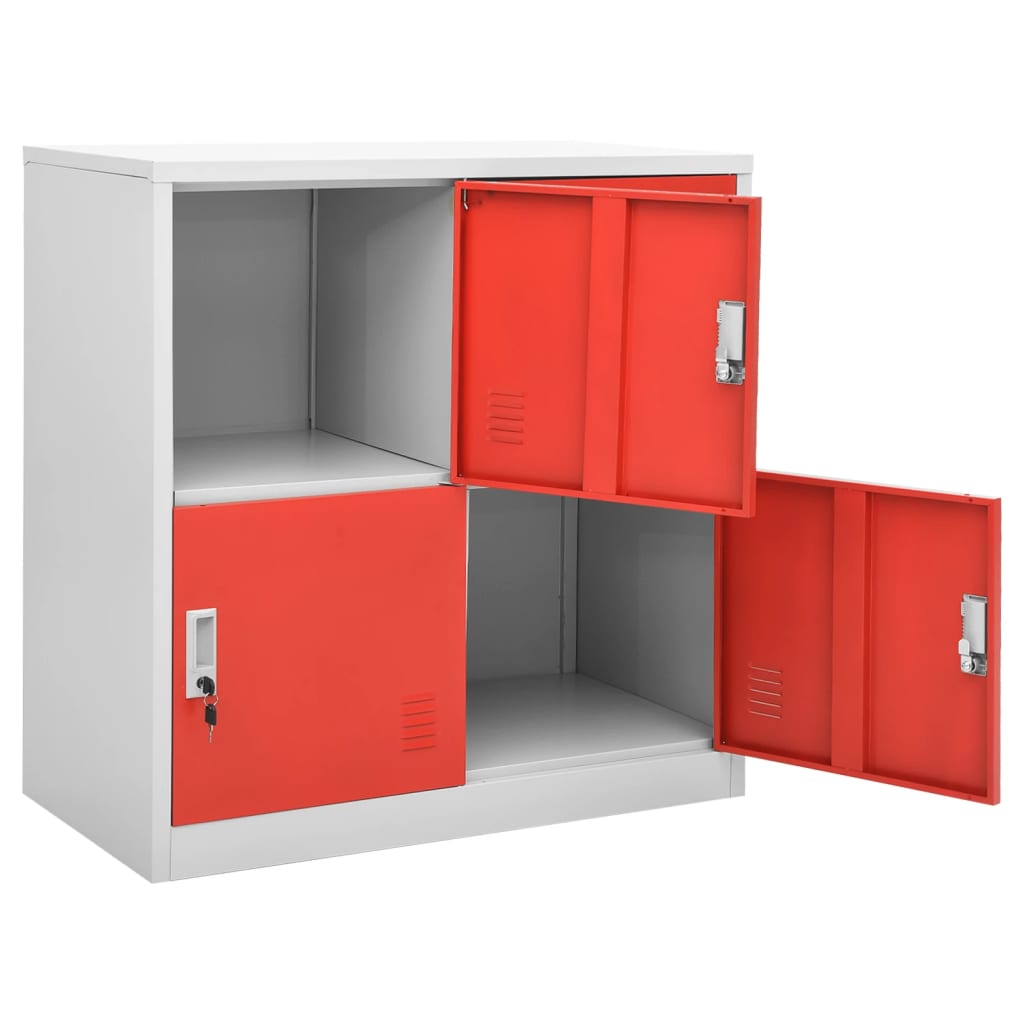 Armadietto a Chiave Grigio Chiaro e Rosso 90x45x92,5 cm Acciaio - homemem39