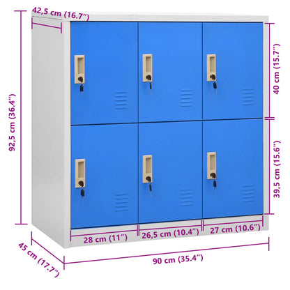 Armadietto con Chiave Grigio Chiaro e Blu 90x45x92,5 cm Acciaio - homemem39