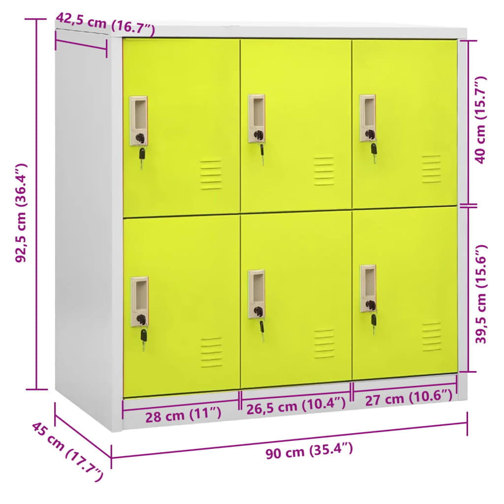 Armadietto a Chiave Grigio Chiaro e Verde 90x45x92,5 cm Acciaio - homemem39