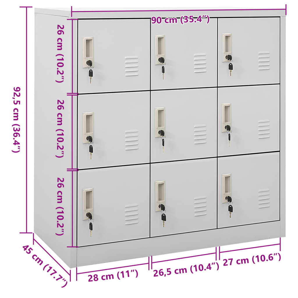 Armadietto con Chiave Grigio Chiaro 90x45x92,5 cm in Acciaio | homemem39