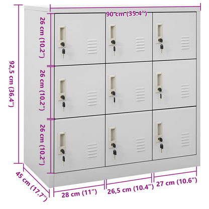 Armadietto con Chiave Grigio Chiaro 90x45x92,5 cm in Acciaio | homemem39