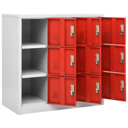 Armadietto a Chiave Grigio Chiaro e Rosso 90x45x92,5 cm Acciaio | homemem39