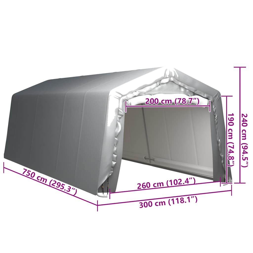 Tenda Capannone 300x750 cm Grigio Acciaio | homemem39