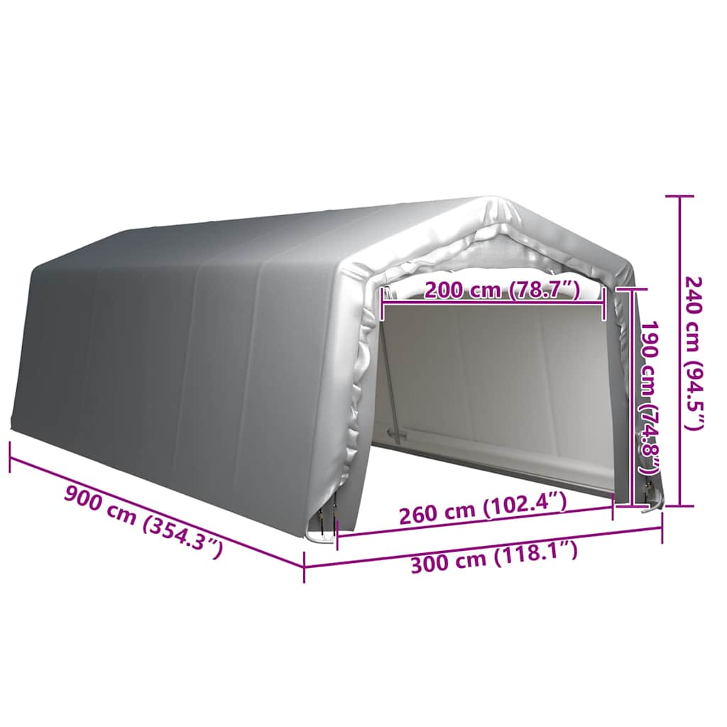 Tenda Capannone 300x900 cm Grigio Acciaio