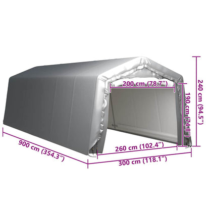 Tenda Capannone 300x900 cm Grigio Acciaio