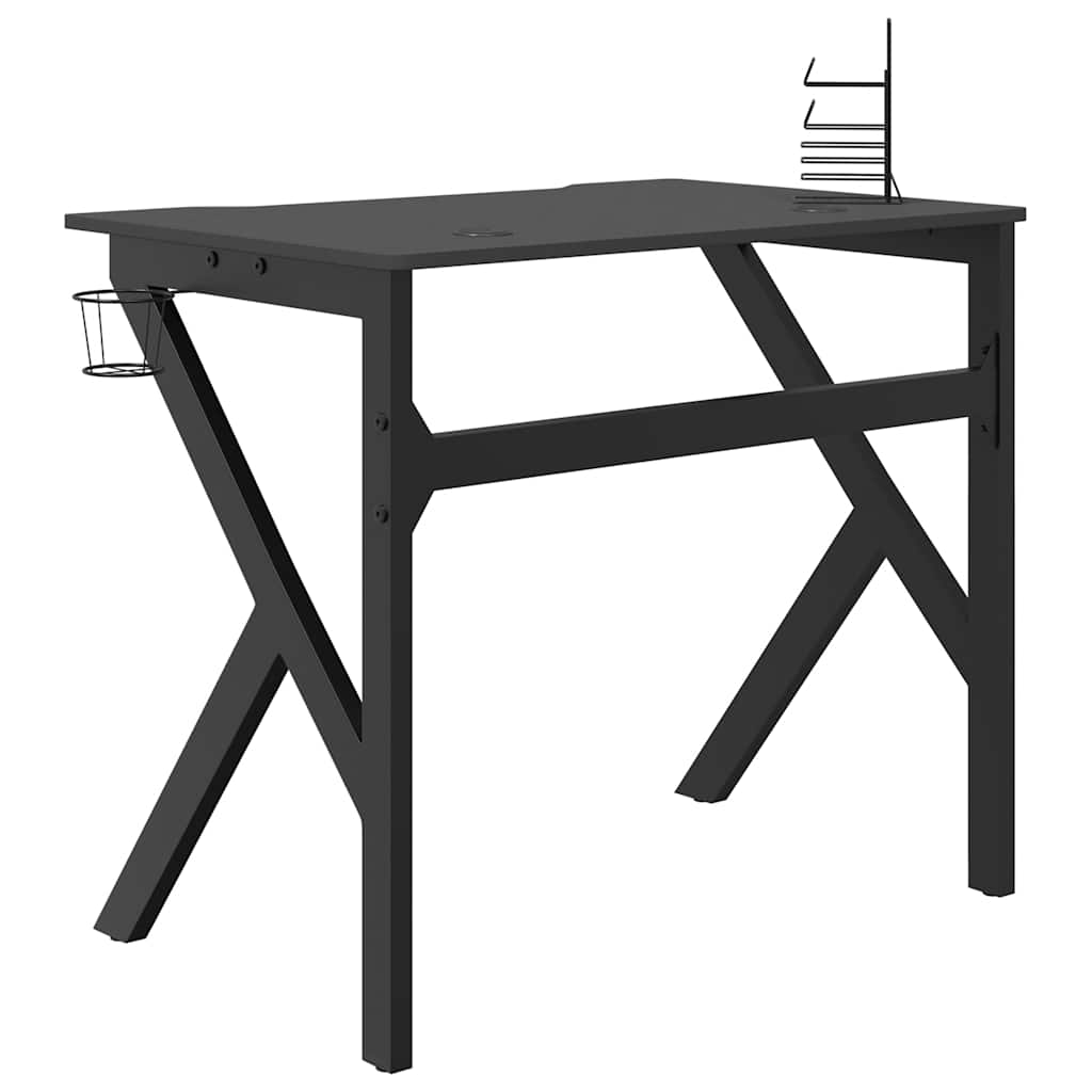 Scrivania da Gaming con Gambe a K Nera 90x60x75 cm - homemem39