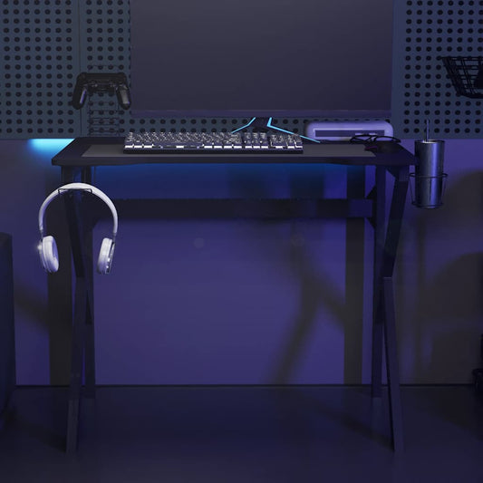 Scrivania da Gaming con Gambe a K Nera 90x60x75 cm