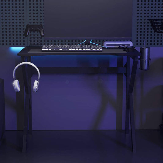 Scrivania da Gaming con Gambe a K Nera 90x60x75 cm - homemem39