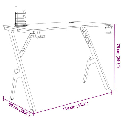 Scrivania da Gaming con Gambe a Y Nera 110x60x75 cm