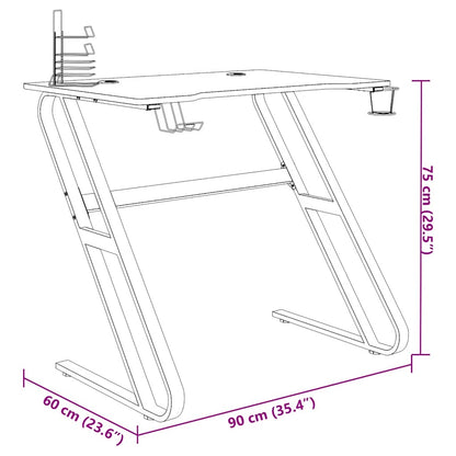 Scrivania da Gaming con Gambe a ZZ Nera 90x60x75 cm - homemem39