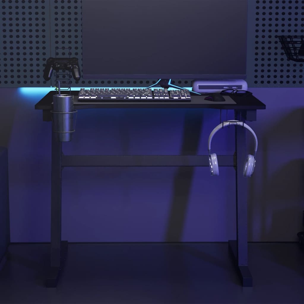 Scrivania da Gaming con LED e Gambe a Z Nera 90x60x75 cm - homemem39