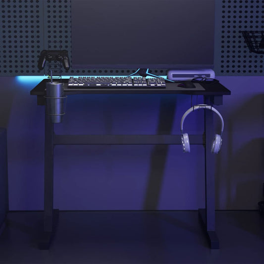 Scrivania da Gaming con LED e Gambe a Z Nera 90x60x75 cm - homemem39