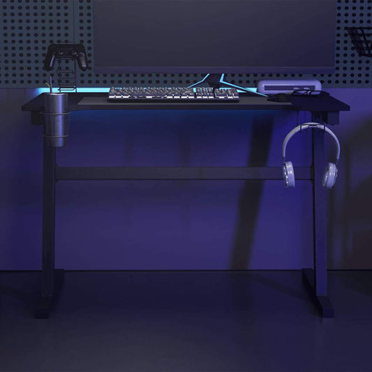 Scrivania da Gaming con LED e Gambe a Z Nera 110x60x75 cm - homemem39