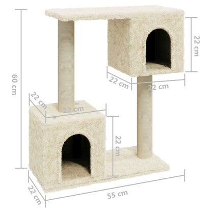 Albero per Gatti con Tiragraffi in Sisal Crema 60 cm - homemem39