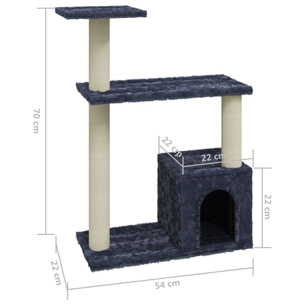 Albero per Gatti con Tiragraffi in Sisal Grigio Scuro 70 cm - homemem39