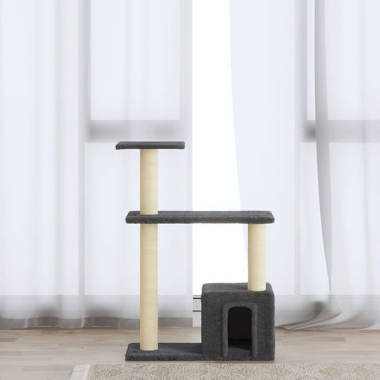 Albero per Gatti con Tiragraffi in Sisal Grigio Scuro 70 cm - homemem39