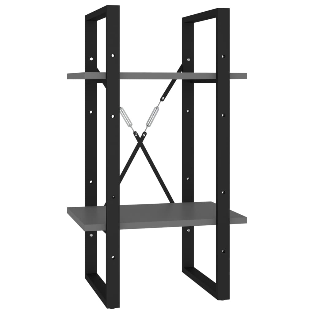 Libreria a 2 Ripiani Grigia 40x30x70 cm in Legno Multistrato | homemem39