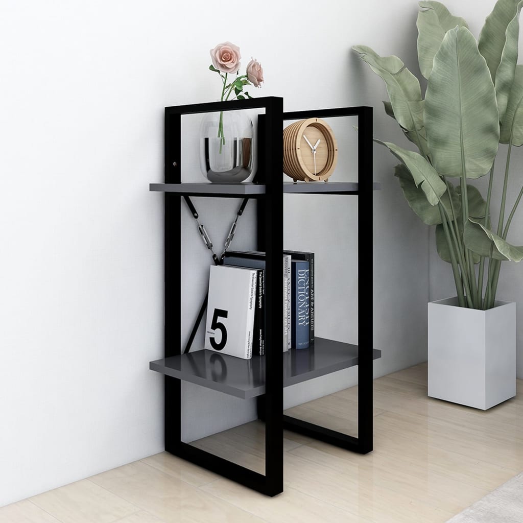 Libreria a 2 Ripiani Grigia 40x30x70 cm in Legno Multistrato | homemem39