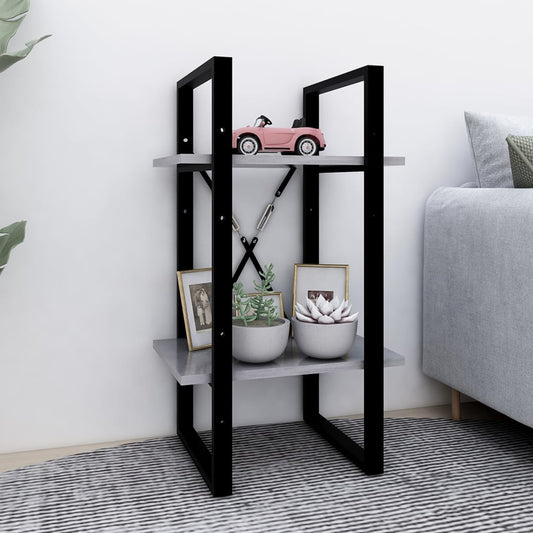Libreria 2 Ripiani Grigio Cemento 40x30x70 cm Legno Multistrato | homemem39