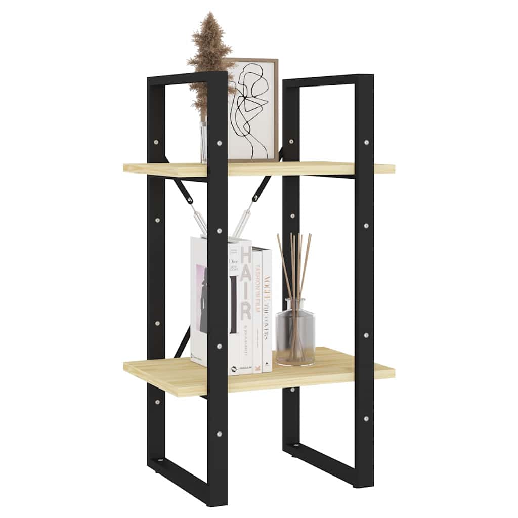 Libreria a 2 Ripiani 40x30x70 cm in Legno Massello di Pino