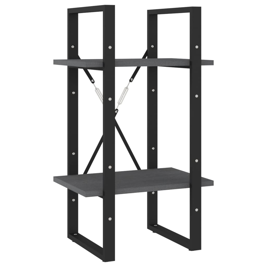 Libreria a 2 Ripiani Grigia 40x30x70 cm in Massello di Pino | homemem39