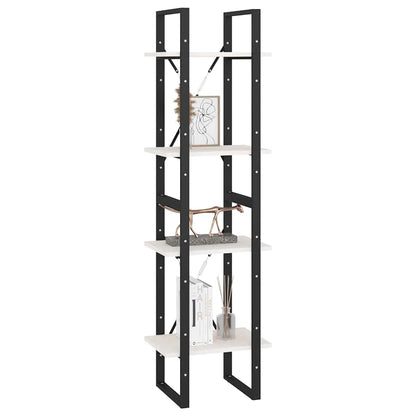 Libreria a 4 Ripiani Bianca 40x30x140 cm in Massello di Pino