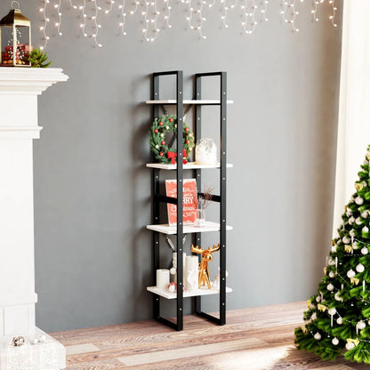 Libreria a 4 Ripiani Bianca 40x30x140 cm in Massello di Pino | homemem39