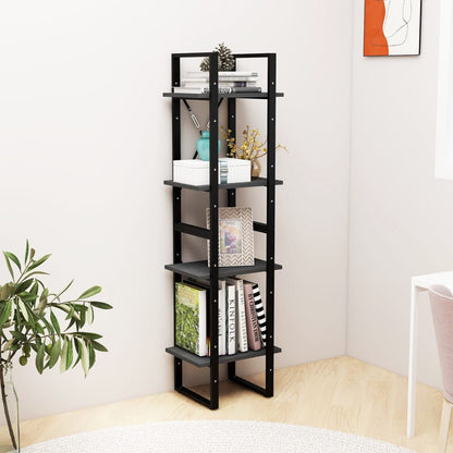 Libreria a 4 Ripiani Grigia 40x30x140 cm in Massello di Pino | homemem39