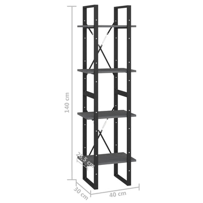 Libreria a 4 Ripiani Grigia 40x30x140 cm in Massello di Pino | homemem39