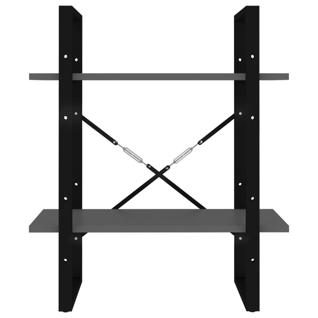Libreria a 2 Ripiani Grigia 60x30x70 cm in Legno Multistrato | homemem39