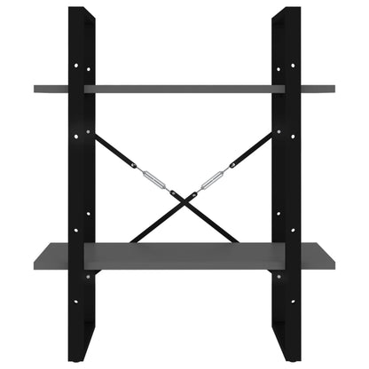 Libreria a 2 Ripiani Grigia 60x30x70 cm in Legno Multistrato | homemem39