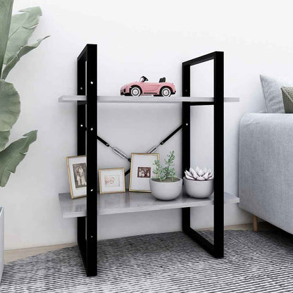 Libreria 2 Ripiani Grigio Cemento 60x30x70 cm Legno Multistrato
