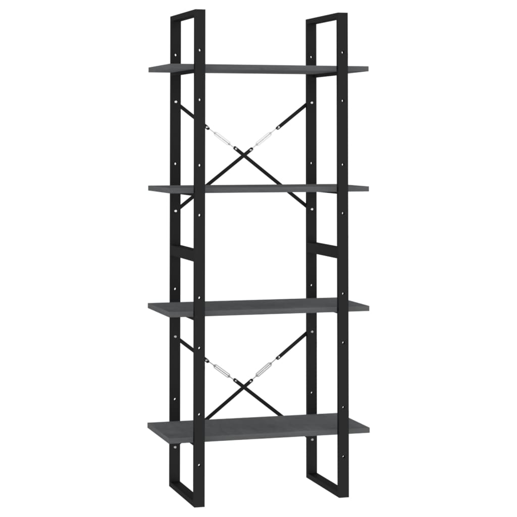 Libreria a 4 Ripiani Grigia 60x30x140 cm in Massello di Pino | homemem39