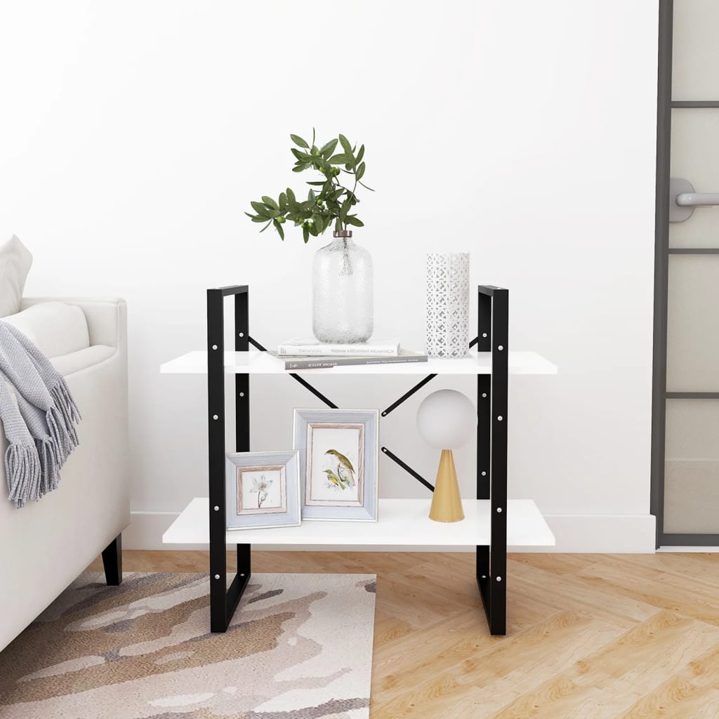 Libreria a 2 Ripiani Bianca 80x30x70 cm in Legno Multistrato | homemem39