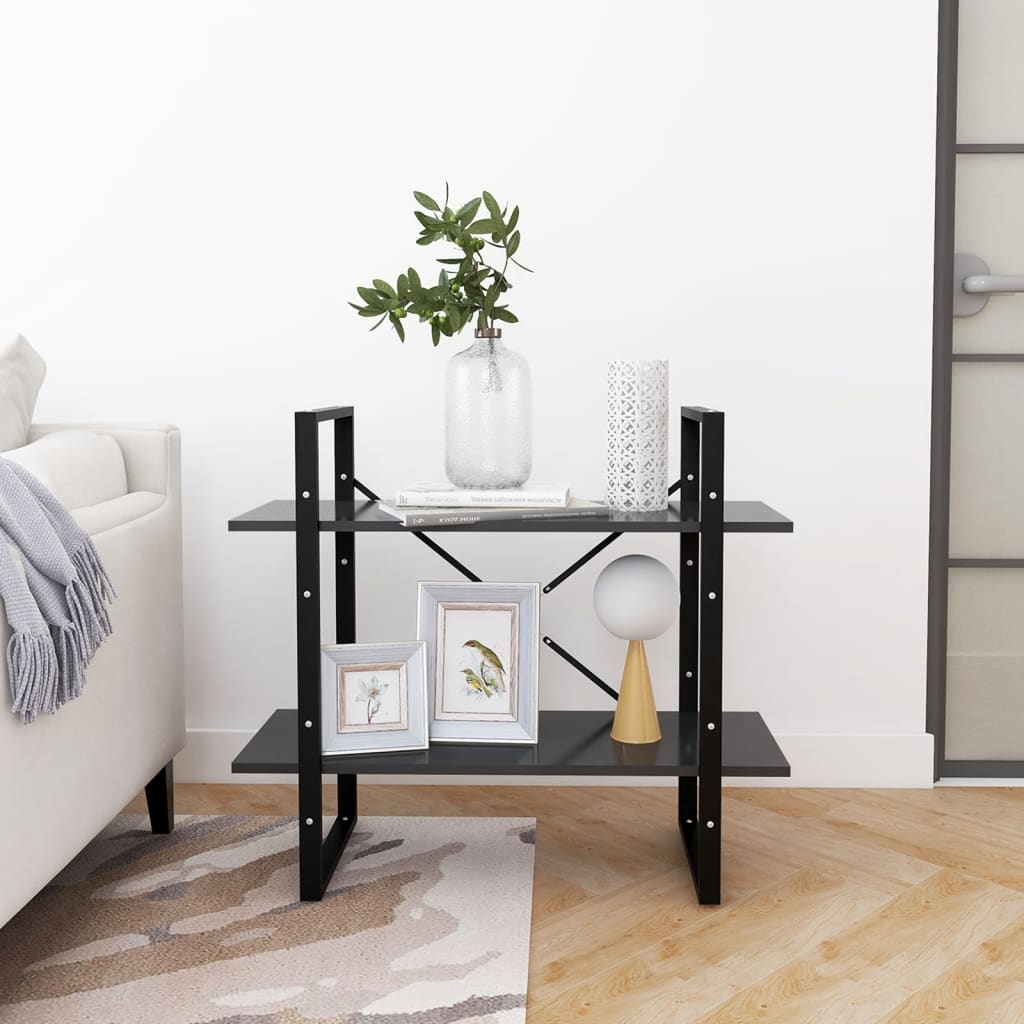 Libreria a 2 Ripiani Grigia 80x30x70 cm in Legno Multistrato