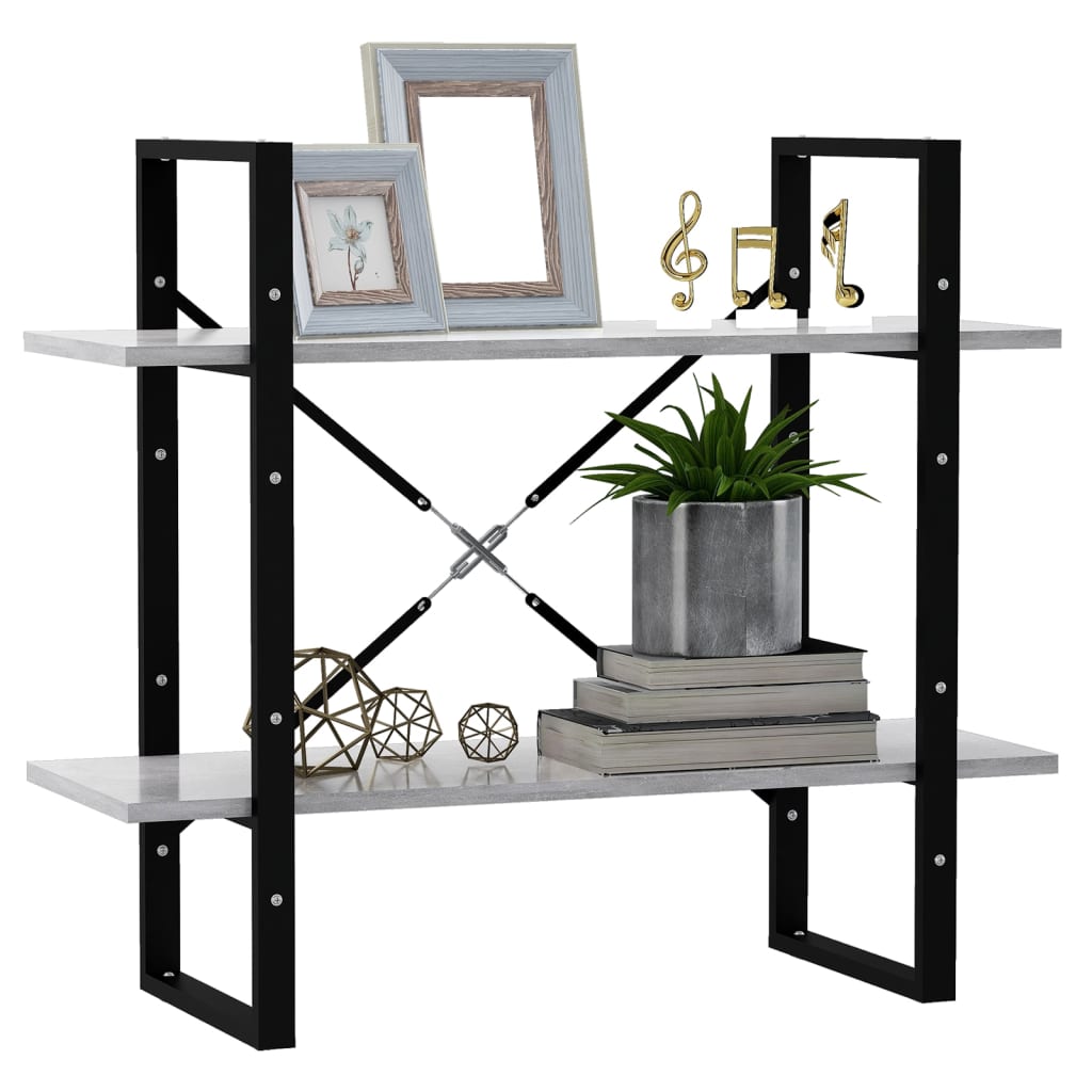 Libreria 2 Ripiani Grigio Cemento 80x30x70 cm Legno Multistrato | homemem39
