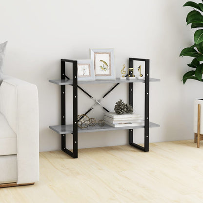 Libreria 2 Ripiani Grigio Cemento 80x30x70 cm Legno Multistrato | homemem39