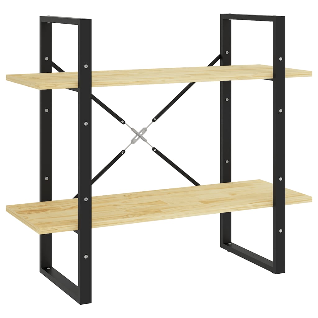 Libreria a 2 Ripiani 80x30x70 cm in Legno Massello di Pino | homemem39