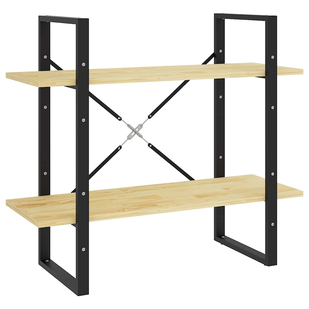 Libreria a 2 Ripiani 80x30x70 cm in Legno Massello di Pino