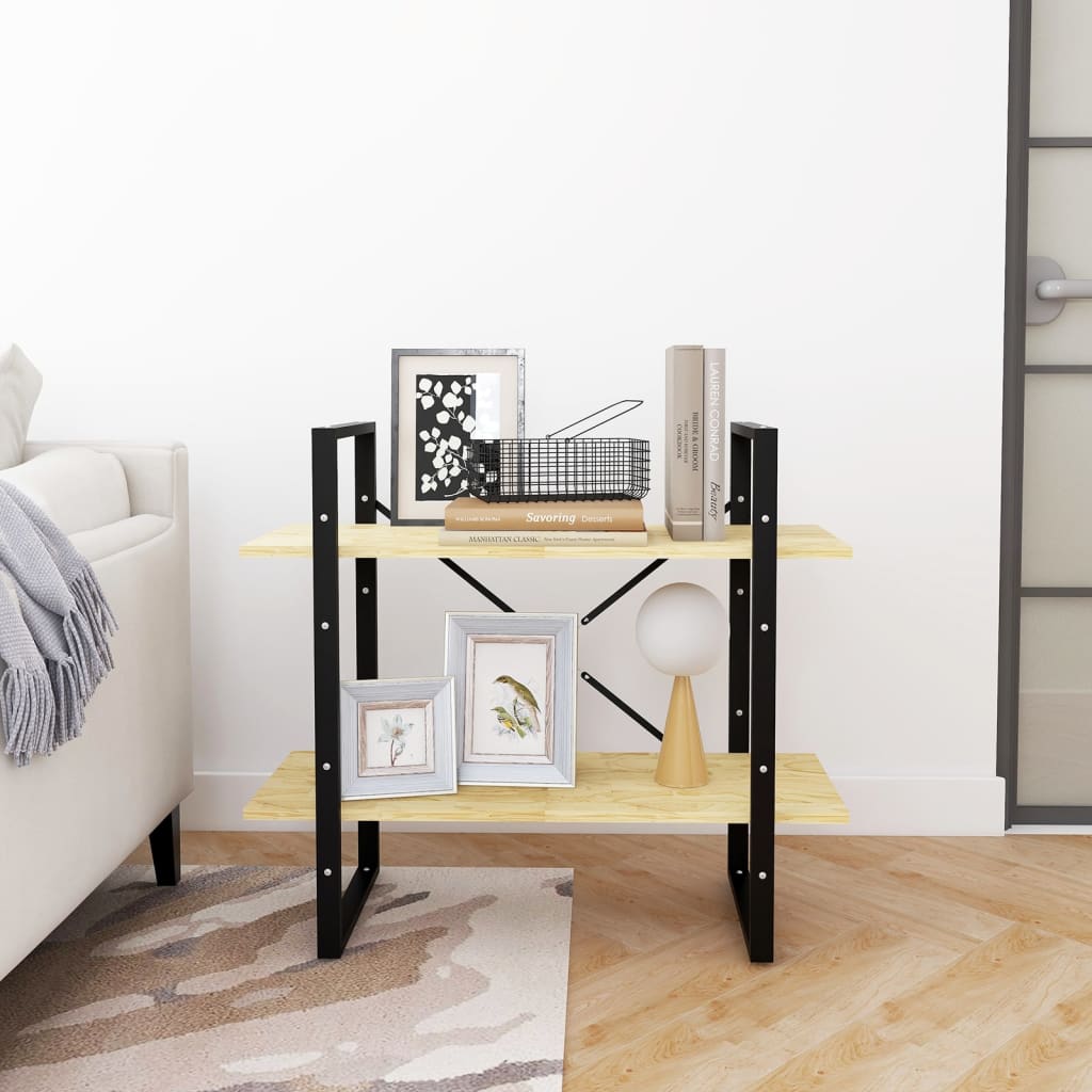 Libreria a 2 Ripiani 80x30x70 cm in Legno Massello di Pino | homemem39