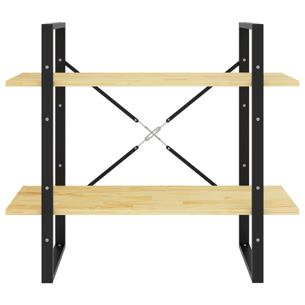Libreria a 2 Ripiani 80x30x70 cm in Legno Massello di Pino | homemem39
