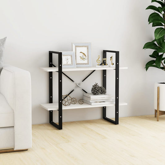 Libreria a 2 Ripiani Bianca 80x30x70 cm in Massello di Pino | homemem39