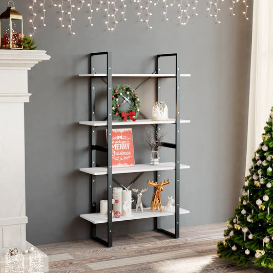 Libreria a 4 Ripiani Bianca 80x30x140 cm in Legno Multistrato | homemem39